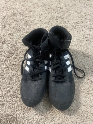 Adidas HVC Wrestling Shoes Mens 8.5 Black White Lace Up Lightweight Athletic - Image 1 of 4