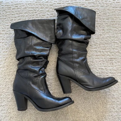 Jeffrey Campbell FRONTIER Botas Western Cuero Negro TACÓN APILADO HOLGADO 8 Foto 1 de 4