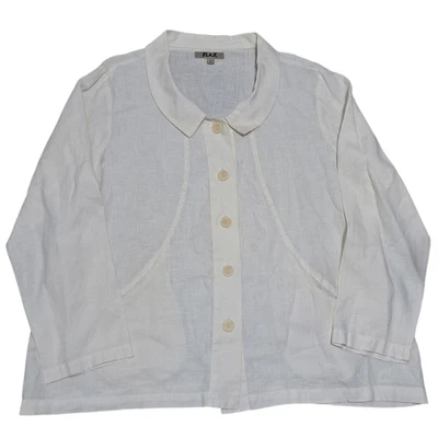 Chaqueta Ligera Lino Lino Azalea Carper Minimalista Abotonada Crema Grande Foto 1 de 4