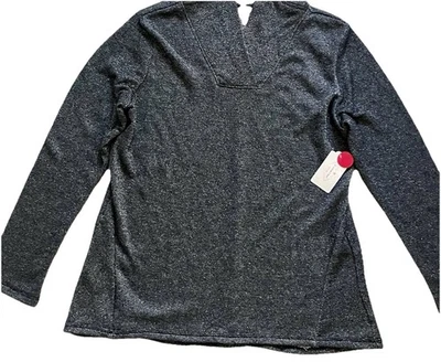 NWT St John’s Bay Black & Silver Threated Long Sleeve Hooded  Jersey X-Large - Image 1 of 4