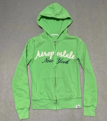 Y2K Aeropostale New York Para Mujer Talla XS Cremallera Completa Sudadera con Capucha Chaqueta Verde Foto 1 de 4
