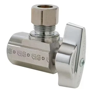 BrassCraft KTR15X-C 1/4-Turn Angle Ball Stop Valve 3/8 FIP x OD Compression - Picture 1 of 2