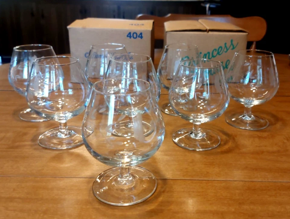 Vtg Princess House Heritage Etched Brandy Glasses Set of 8 Brandy Snifter New OS - Image 1 of 4