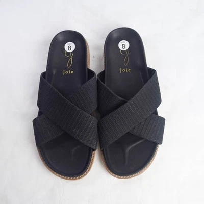 Sandalia plana tejida cruzada negra Joie 8 Nell para mujer deslizables cómoda sin cordones Foto 1 de 4