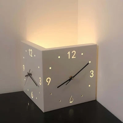 Reloj de Pared Esquina Moderno con Luz y Sensor de Activación por Voz Doble Cara Luminoso Foto 1 de 4