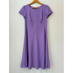 Talbots Purple Midi Dress Short Sleeve Career Casual Office Women's Size 6 - Picture 1 of 7