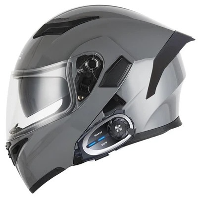 DOT Casco de Motocicleta Incorporado Bluetooth Cámara Intercomunicador Modular Doble Len Casco Foto 1 de 4