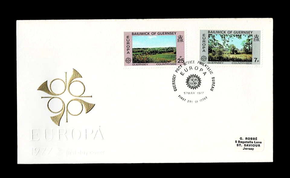 13805- Guernsey, Great Britain, UK, FDC 17/5/1977 topic Europa CEPT - Image 1 of 1