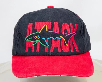 VTG Greg Norman Shark Attack Adjustable Leather Strap Golf Cap Embroidered Logo - Image 1 of 4