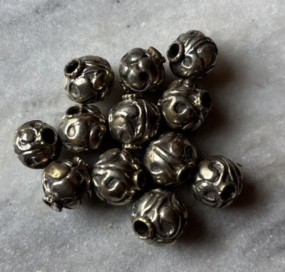 12pcs Tibetan Silver Repousse Beads Handmade In Nepal 14mm CC725 - Image 1 of 2