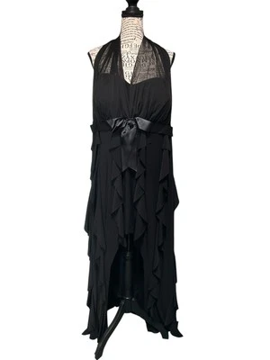 Maxi Vestido Negro Vintage Años 90 y2k 18W Volantes Lazo Hada Grunge Caprichoso Vestido Foto 1 de 4