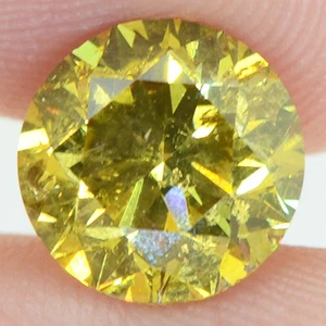 Round Shape Diamond Fancy Yellow Color Loose SI2 Certified Enhanced 2.52 Carat - Picture 1 of 8