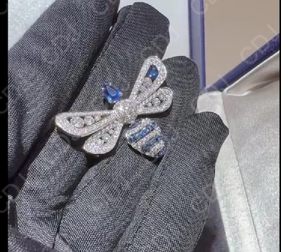 Broche Mariposa Zafiro Azul Creado en Laboratorio Regalo Sorpresa 4 Him Joyería 925 SS Foto 1 de 4