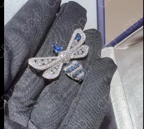 Broche Mariposa Zafiro Azul Creado en Laboratorio Regalo Sorpresa 4 Him Joyería 925 SS Foto 1 de 4