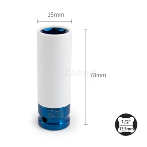 Schlagschrauber Nuss 17mm Schoneinsatz Alufelgen Radnuss 1/2" Blau - Picture 1 of 5
