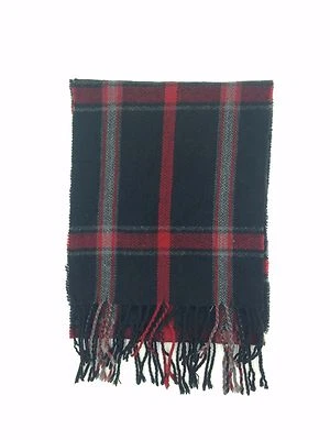 $325 Bloomingdales Hombres Negro Rojo Acrílico Cuadros Envoltura Invierno Silenciador Bufanda Clásica Foto 1 de 2