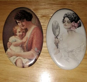 Miniatur Spiegel Jugendstil Frau mit Spiegel - Bild 1 von 8