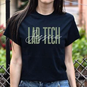 Lab tech T-Shirt gift Laboratory Technician Customized Unisex tee Black Navy Dar - Picture 1 of 10
