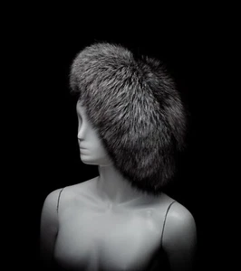 French Style Genuine Silver Fox Fur Handmade Fall Winter Hat - Picture 1 of 4