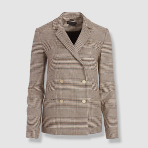 $495 Alice + Olivia Women's Beige Double-Breasted Wool Blazer Coat Jacket Size 0