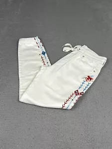 Pantalone Driftwood donna M bianco ricamato floreale jogger tribale boho hippie - Foto 1 di 15