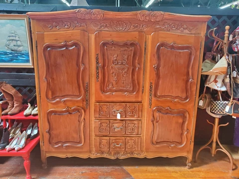 Vintage European Armoire Cabinet Antique Wardrobe French Cover