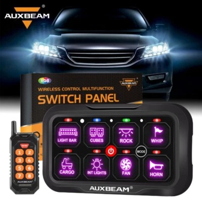 Auxbeam RC-800 RGB 8 Gang Switch Panel LED Light Bar Remote Control For Honda - Image 1 of 4