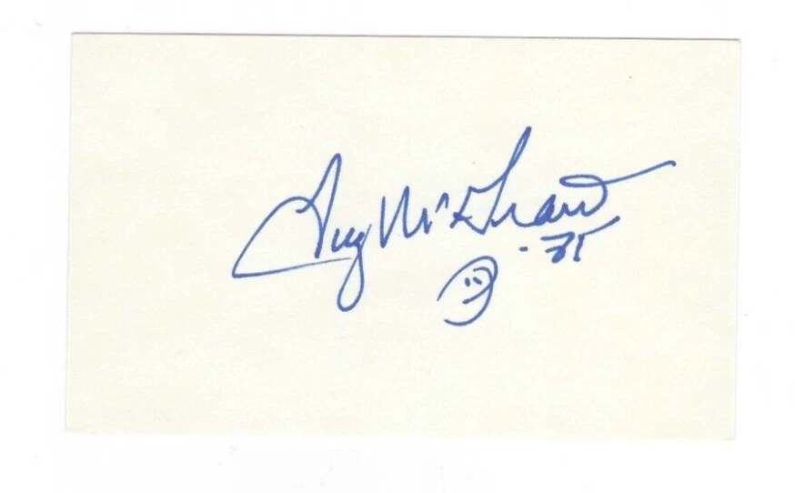 Tarjeta índice de béisbol 3x5 autografiada firmada TUG McGRAW Phillies Mets con certificado de autenticidad Foto 1 de 1