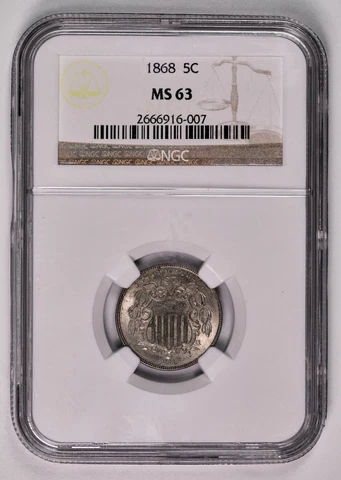 1869 Shield Nickel MS-63 NGC Cover