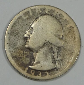 Cuarto de plata Washington 1932-D BUENO ~ tono inverso irregular irregular - Imagen 1 de 4