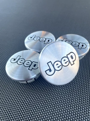 JEEP SET OF 4 BRUSHED SILVER 55mm/2.16in Wheel Center Caps LIBERTY GRAND CHEROKE - Image 1 of 4