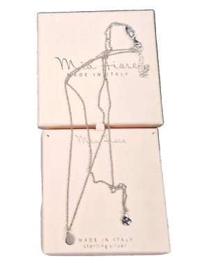 Collar de plata esterlina martillado y liso de dos hilos italiano MIA FIORE joyería Foto 1 de 3