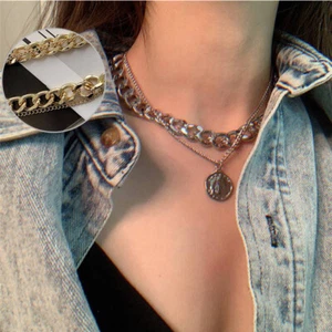 Nuevo Moda Collares Multicapa Moneda Cadena Retrato Grueso De Colección - Imagen 1 de 11