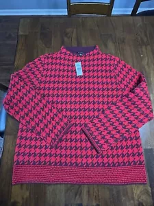 Ann Taylor Women’s Pullover Sweater Size XXL Red Burgundy Herringbone Print NWT - Picture 1 of 6