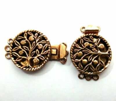 2 Pcs 27X20X5mm Bali Box Clasp 3 Strand Antique Copper Jewelry Making cb-120 - Image 1 of 3