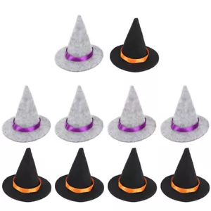 10pcs Mini Felt Witch Hats Handmade Wine Bottle Decor for Halloween DIY US - Picture 1 of 12