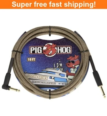 PIGHOG PIG HOG PCH10TBRR "TUSCAN BROWN" INSTRUMENT CABLE, 10FT RIGHT ANGLE - New