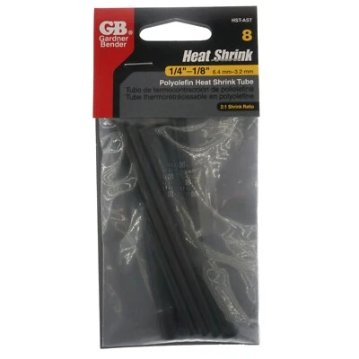 Surtido de tubos termorretráctiles de poliolefina Gardner Bender HST-AST negros, 4" de longitud Foto 1 de 4