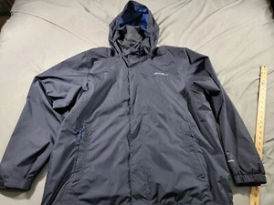 Eddie Bauer Blue Full Zip Weatheredge Hooded mesh lined Jacket Mens XL - Picture 1 of 11