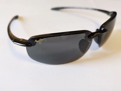 Maui Jim Sport Sunglasses Ho'Okipa MJ-407-02 Black Wrap Frames with Black Lenses - Image 1 of 2