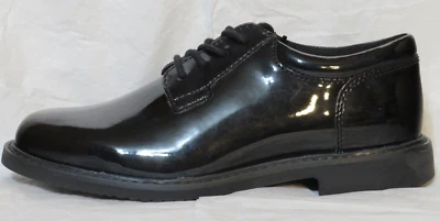 蝙蝠女式皮革统一牛津鞋黑色 6 M E07851 SENTRY LUX GLOSS 全新带盒 — 第 1/4 张图片