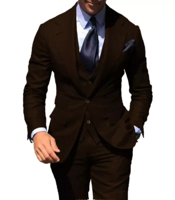 Trajes de Hombre Solapa Pico 3 Piezas Formal Negocios Boda Novio Esmoquin Calce Ajustado Foto 1 de 4