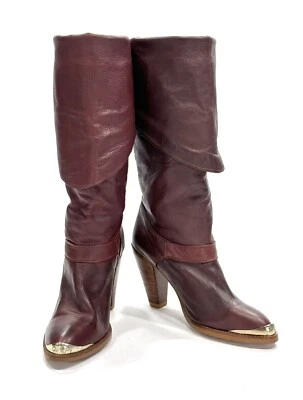 De Colección Años 70 DINGO Mujer 5 Botas de Cuero Western Hasta la Rodilla/Hasta el Muslo EE. UU. CAOBA Foto 1 de 4