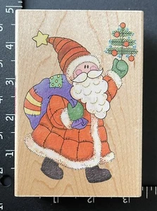 Stampabilities Country Santa Árbol de Navidad Bolsa de Regalos Sello de Goma - Imagen 1 de 4