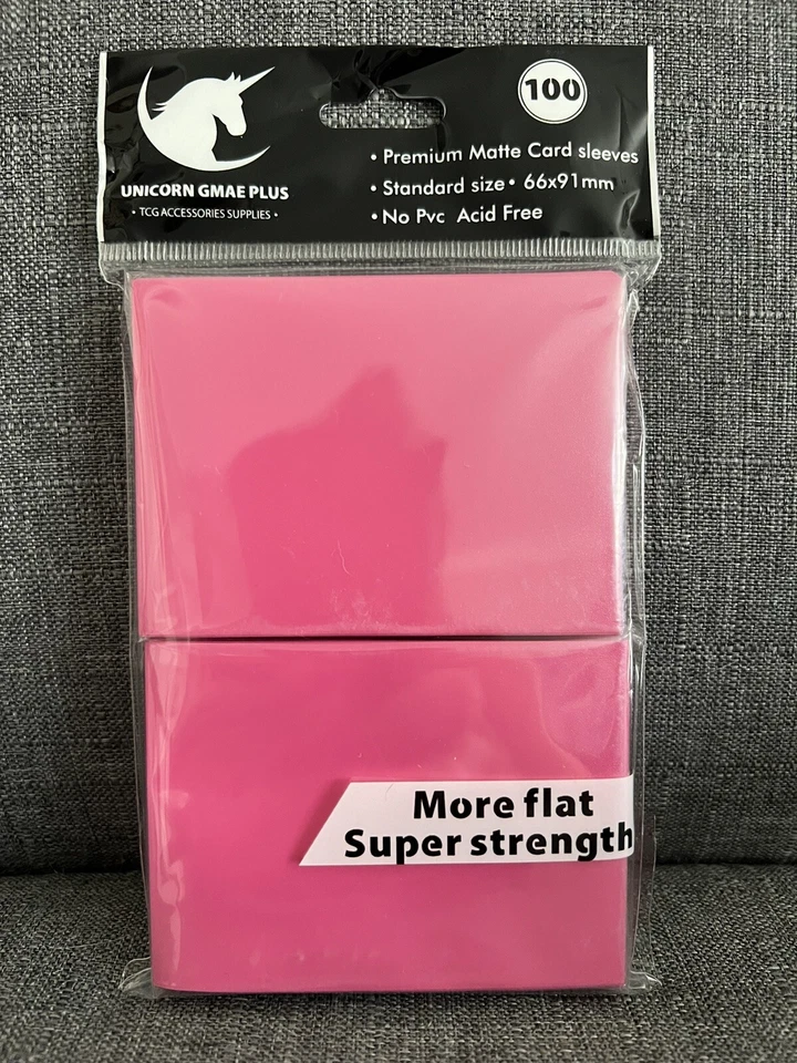 100 Premium Card Sleeves, Hot Pink, Matte Card Sleeves, Standard TCG Sleeves - Image 1 of 1