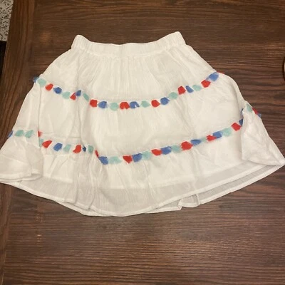 Пляжная юбка для девочек CREWCUTS J CREW белая красная синяя бахрома размер средний - Изображение 1 из 4