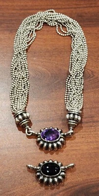 Collar Lagos Caviar Plata de Ley 925 + Oro 750 18K con Colgantes Extraíbles Foto 1 de 4