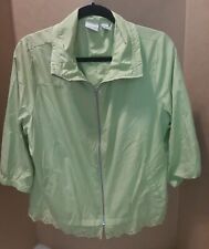 Chico's Chicos Size 2 Lime Green 3/4 Sleeve Windbreaker Jacket w/cut-out Lace