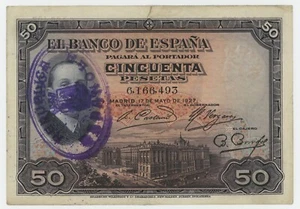 Spain España 50 Pesetas 17-5-1927 (1931) P 80 VF+ See Photo Circulated Ref 493 - Picture 1 of 2