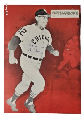 Página de fotos firmada por Al López Medias Blancas de Chicago gerente de la corte campeones banderines de la Liga Americana 1959 Foto 1 de 4